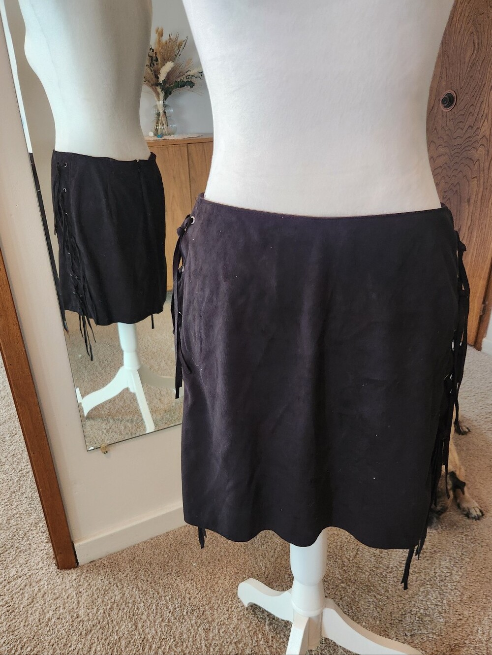 (2 For $25) Forever 21 Black Suede Tassel Mini Skirt